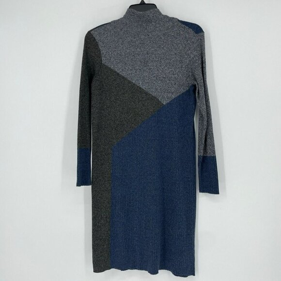 Nic+Zoe Dress Women's Sz XS Gray Blue Colorblock Knit Funnel Neck Shift Pullover - Picture 1 of 7